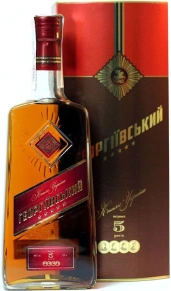 Коньяк Георгиевский, 5 Zvezd, 5 лет, 0.5 л (п/у)