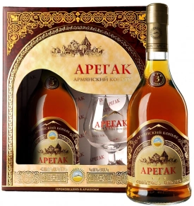 Коньяк Арегак, 3 Zvezdy, 3 года, 0.5 л (п/у)